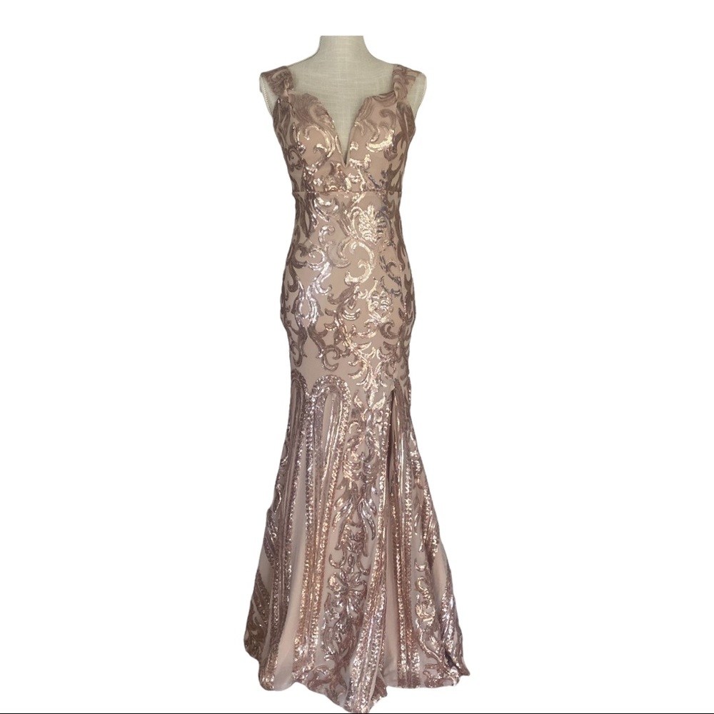 New Rose Gold Sequin Dress